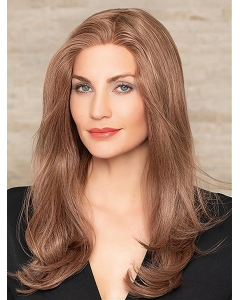 18'' Long Brown Wavy Without Bangs Monofilament  Lace Front 100% Human Hair WomenWigs