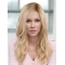 16" Wavy Without Bangs Blonde Monofilament Layered Really Long Synthetic Women Wigs