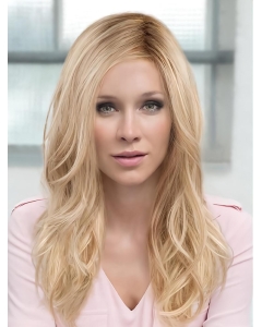 18'' Wavy Without Bangs Monofilament Lace Front Long Synthetic Blonde Women Wigs