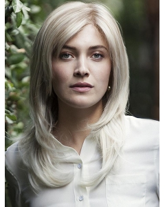 16" Blonde Wavy Without Bangs Layered Monofilament Lace Front  Long Synthetic Women Wigs