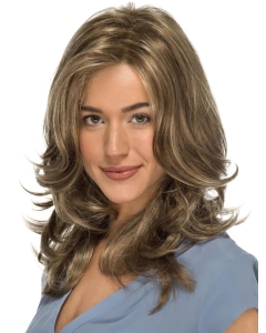 15" Wavy Without Bangs Lace Front Blonde Long Synthetic Women Wigs