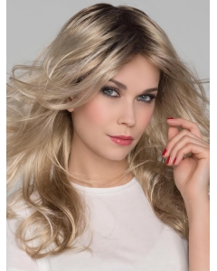 16'' Wavy Without Bangs Platinum Blonde Layered Mono Heat Friendly Synthetic Women Wig