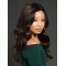 16'' Durable Long Wavy Without Bangs Layered Black Full Lace Human Hair Women African American Wigs