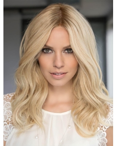 15'' Wavy Without Bamngs Platinum Blonde 100% Hand-Tied Monofilament Human Hair Women Wigs