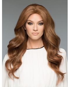 20'' Wavy Without Bangs Brown 100% Hand-Tied Human Hair Women Wig