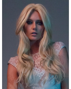 18"Blonde Wavy Fashionable Lace Front Synthetic Women Wigs