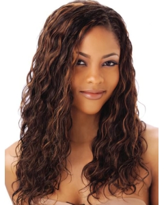 20'' Style Auburn Wavy Without Bangs Full Lace Long Human Hair Wigs
