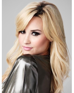 Wavy 22" Blonde Monofilament Human Hair Women Wigs