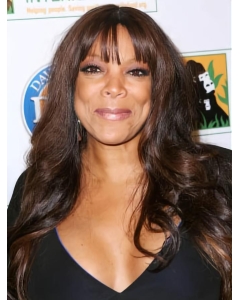 22 Inch Wavy With Bangs brown Lace Front Wigs  Long Human Hair Wendy Williams Women Wigs