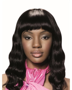 14'' Wavy With Bangs Capless Black Human Hair African American Women Wigs