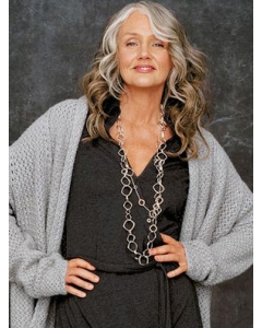 18'' Long Wavy Full Lace Synthetic Women Grey Wigs