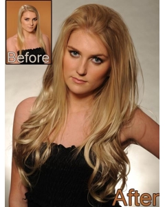 20'' Radiant Blonde Wavy Without Bangs Monofilament Lace Front Long Synthetic Women Wigs