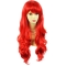24'' Long Wavy With Bangs Capless Human Hair Red Women Wigs