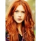 22'' Fashionable Long Wavy Without Bangs Full Lace Copper Human Hair Women Wigs