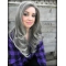 18'' Popular Long Wavy Wihtout Bangs Hand-tied Fabulous Synthetic Grey Wigs