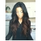 24'' Long Wavy Without Bangs Full Lace 100% Human Hair Ombre Color Wigs