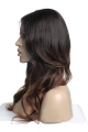 24'' Long Wavy Without Bangs Full Lace 100% Human Hair Ombre Color Wigs