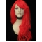 Bright Red Long Wavy Capless Human Hair Women Wigs