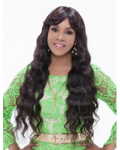 Exquisite Brown Wavy Long African American Wigs