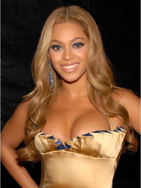 Beyonce Knowles Elegant 100% Indian Human Hair Full Lace Long Wavy Wig about 22 Inches