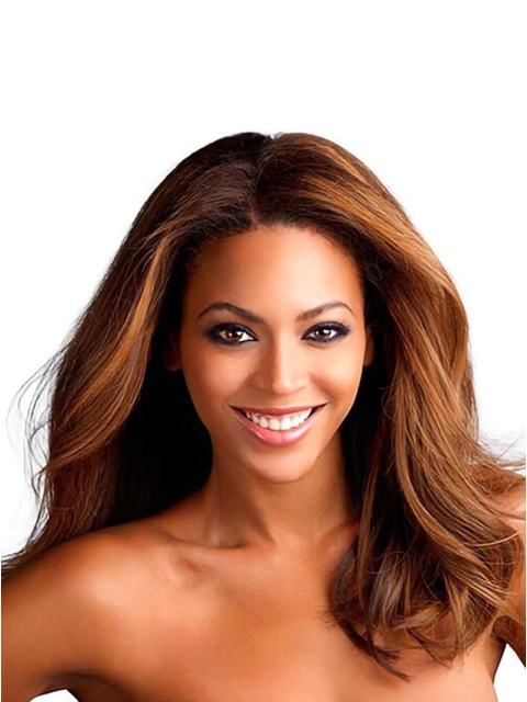 Beyonce Knowles Sexy 16 Inches mid-length Wavy 100% Human hair Lace Front Wig