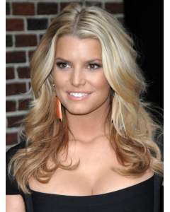 Jessica Simpson Ravishing 100% Remy Human Hair Lace Long Wavy Wig about 18 Inches