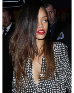 Rihanna Super Long Free Layered Full Waves Lace Human Hair Wig 24 Inches