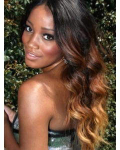 24 Inches Wavy Lace Front Black to Brown 100% Indian Remy Hair Ombre Wigs 