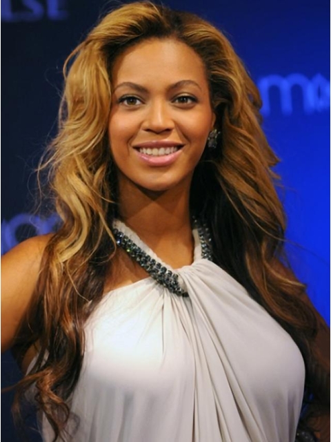 Beyonce Knowles Amazing 100% Human Hair Long Wavy Glueless Lace Front Wig about 24 Inches