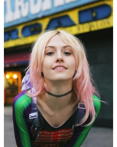 18 Inches Wavy Blonde to Pink Human Hair Ombre Wigs