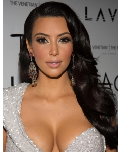 Trendy Wavy Long Black Kim Kardashian Hair