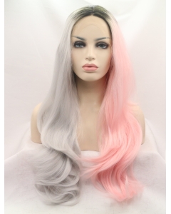 Long Ombre/2 Tone Layered 28" Lace Front Wavy Synthetic Wigs