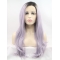 Long Purple Without Bangs 24" Lace Front Wavy Synthetic Wigs