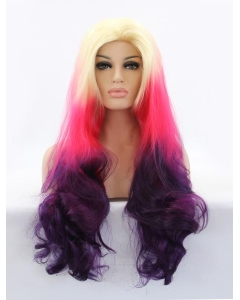 Long Ombre/2 Tone Without Bangs 30" Lace Front Wavy Synthetic Wigs