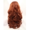 Long Auburn Without Bangs 22" Lace Front Wavy Synthetic Wigs