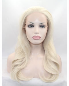 20" Wavy Blonde Layered Synthetic Lace Front Long Wigs