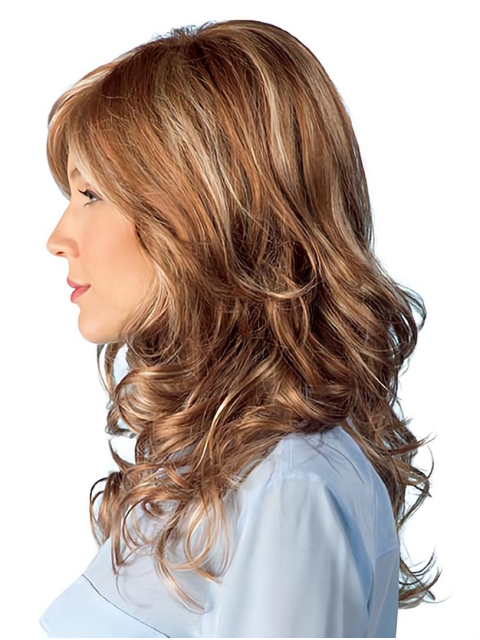 Blonde 16" With Bangs Long Flexibility Monofilament Wigs