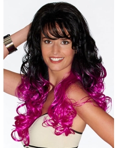 22" Curly Ombre/2 tone With Bangs Long Wigs