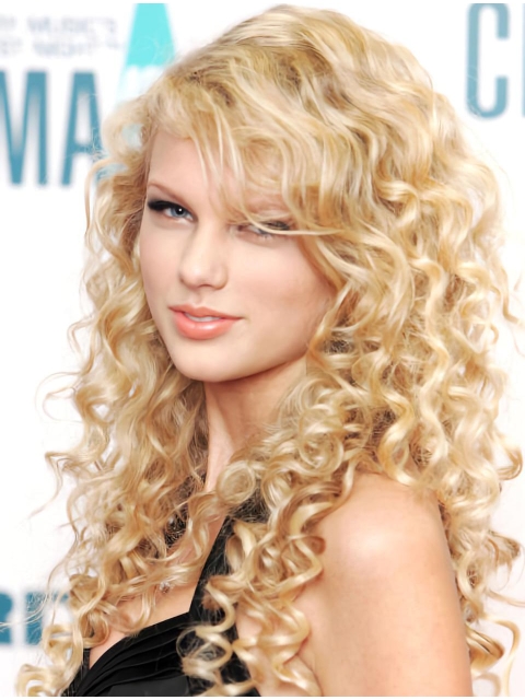 Fantastic Long Curly Blonde With Bangs Taylor Swift Inspired Wigs