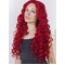 24 Inches Curly Long Lace Front Red Human Wigs