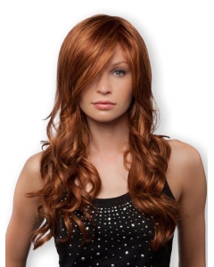 Comfortable Curly Auburn With Bangs New Design Wigs