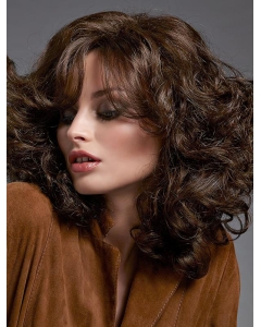 Fabulous Brown Long Curly With Bangs Popular Wigs