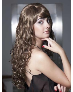 Great Curly Brown With Bangs Fantastic Wigs