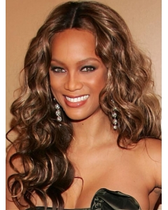 Tyra Banks Blooming Long Loose-curl Shag Lace Front Human Hair Wig 20 Inches