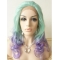 21" Curly Ombre/2 Tone Without Bangs Synthetic Lace Front Long Wigs