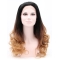 23" Curly Ombre/2 Tone Without Bangs Synthetic Lace Front Long Wigs