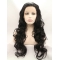 Without Bangs Black 28" Curly Long Lace Front Synthetic Wigs