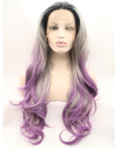 Layered Ombre/2 Tone 28" Curly Long Lace Front Synthetic Wigs