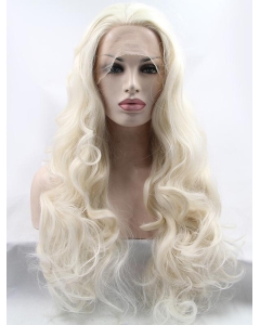 Synthetic Ombre/2 Tone 28" Curly Lace Front Without Bangs Long Wigs