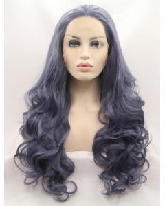 Synthetic Lace Front 28" Curly Ombre/2 Tone Without Bangs Long Wigs